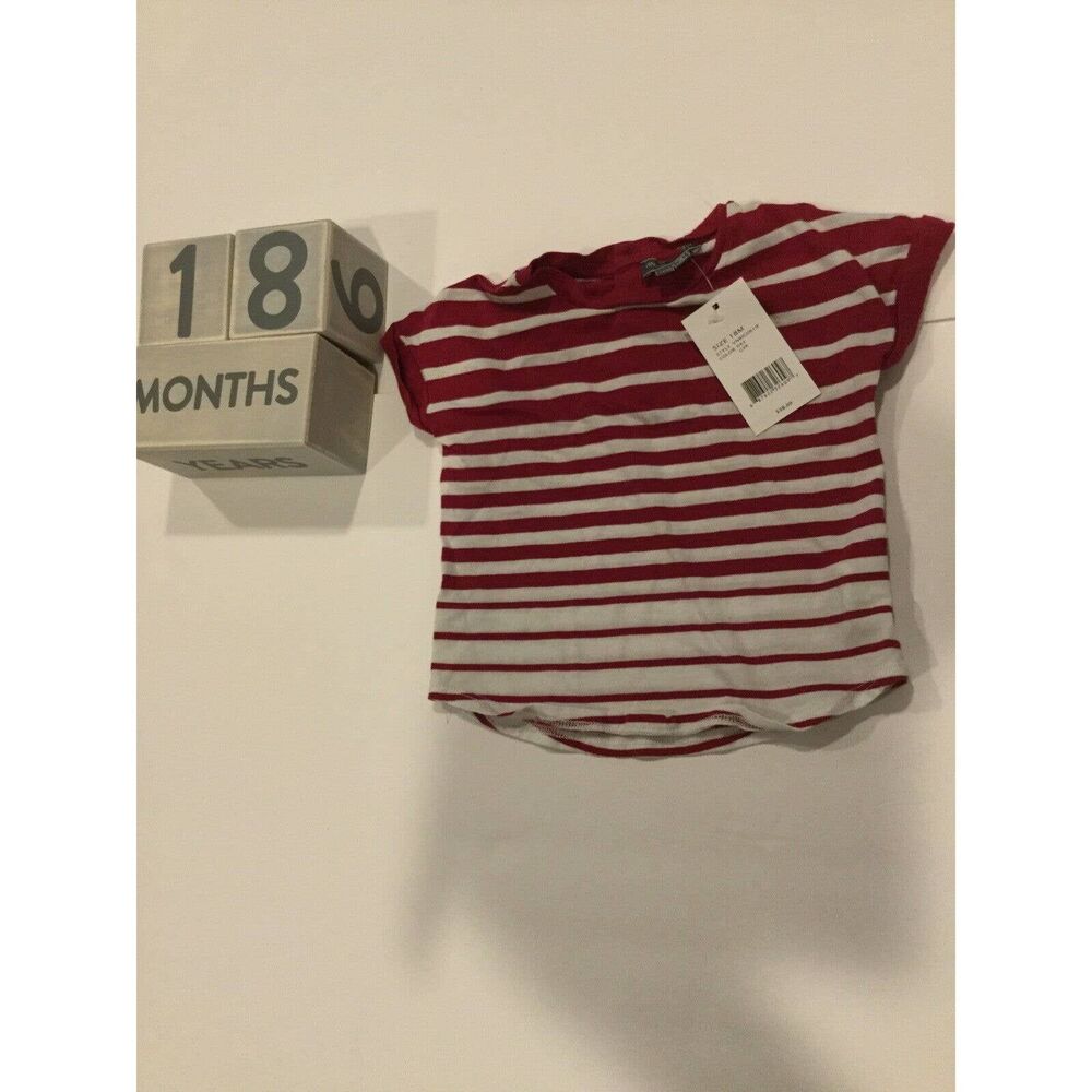 VINCE Stripe S/S Cotton Tee T-Shirt Top sz 18 month red/white unisex boys girls